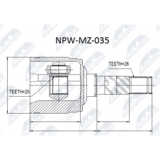 NPW-MZ-035 NTY Шарнирный комплект, Привідний вал