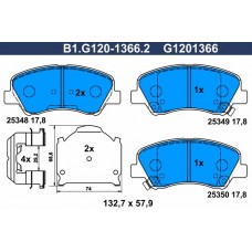 B1.G120-1366.2 GALFER Комплект гальмівних колодок дисковий гальм