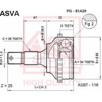 PG-81A29 ASVA Шарнирный комплект, Привідний вал