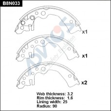 B8N033 ADVICS Комплект гальмівних колодок