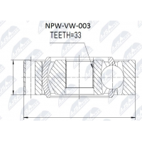 NPW-VW-003 NTY Шарнирный комплект, Привідний вал