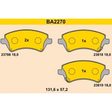 BA2270 BARUM Комплект гальмівних колодок дисковий гальм