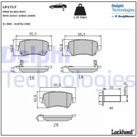 LP1717 DELPHI Комплект гальмівних колодок дисковий гальм