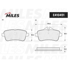 E410451 MILES Комплект гальмівних колодок дисковий гальм