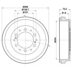 8DT 355 302-541 HELLA PAGID Гальмівний барабан