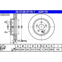 24.0126-0116.1 ATE Гальмівний диск