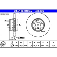 24.0136-0106.2 ATE Гальмівний диск