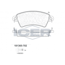 181365-702 ICER Комплект гальмівних колодок дисковий гальм