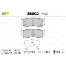 598932 VALEO Комплект гальмівних колодок дисковий гальм