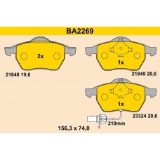 BA2269 BARUM Комплект гальмівних колодок дисковий гальм