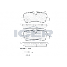 181661-700 ICER Комплект гальмівних колодок дисковий гальм
