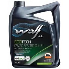 Олива моторне синтетичне WOLF EcoTech SP/RC D1-3 0W-20, 4л (1049891)