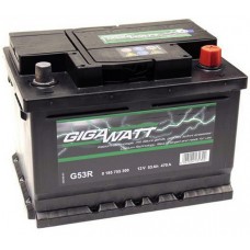 Батарея аккумуляторная GIGAWATT 12В, G53R, 53Ah, 470А купити в Україні