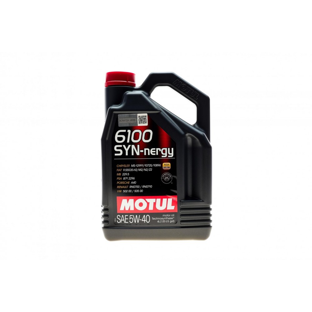 Олива моторне синтетичне MOTUL 6100 SYN-NERGY Technosynthese 5W-40, 4л (368350) (107978)