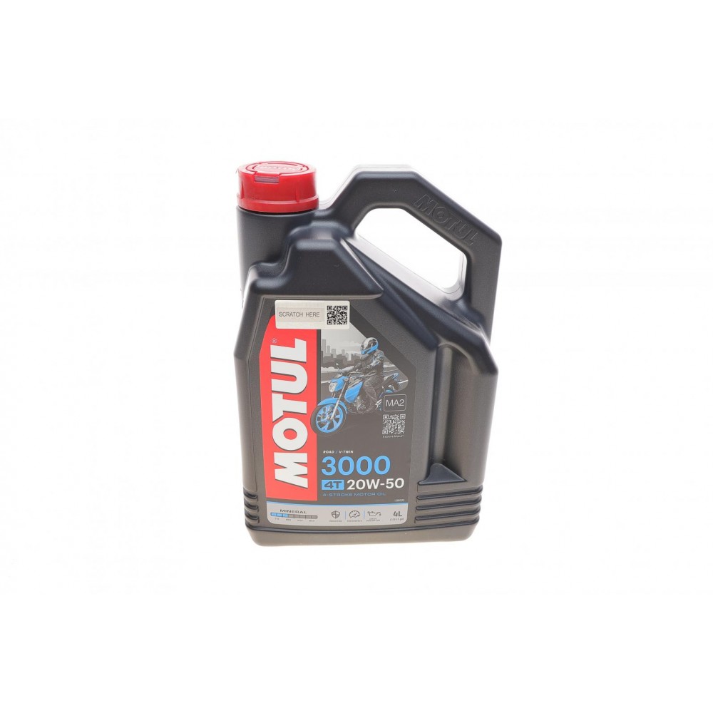 Олива моторне мінеральне MOTUL 3000 4T 20W-50, 4л (837041) (107319)
