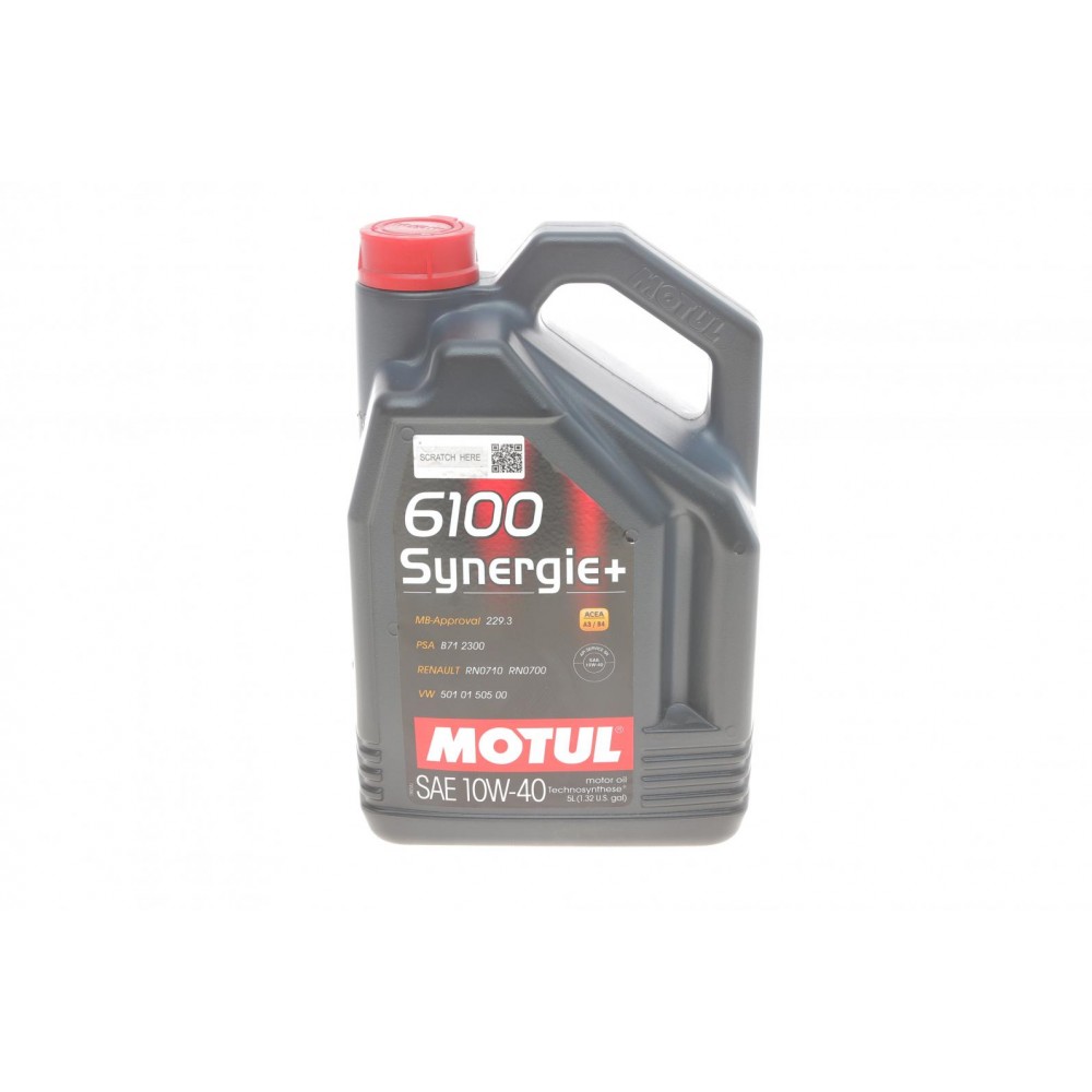 Олива моторне напівсинтетичне MOTUL 6100 Synergie+ Technosynthese 10W-40, 5л (839451) (108647)