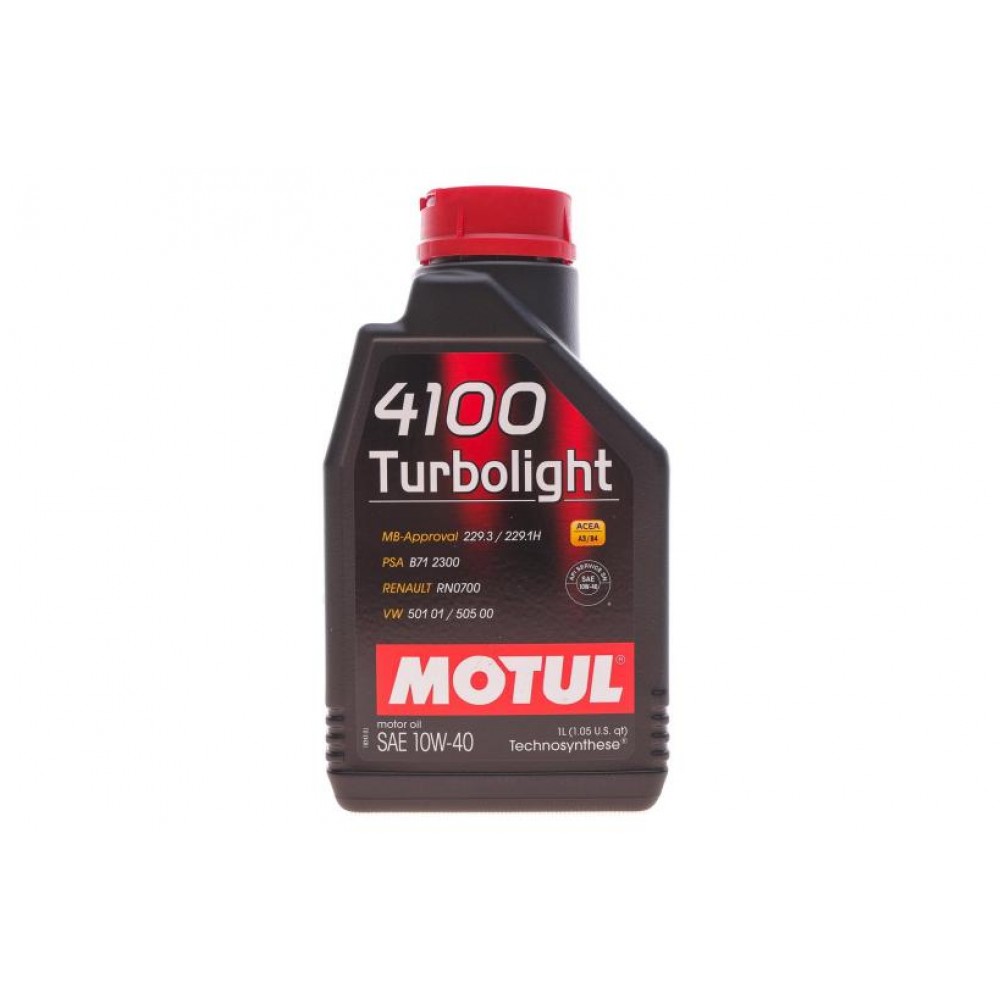 Олива моторне напівсинтетичне MOTUL 4100 Turbolight Technosynthese 10W-40, 1л (387601) (108644) купити в Україні цена