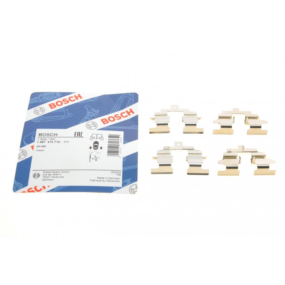 1 987 474 715 BOSCH Комплектуючі колодки дискового гальма