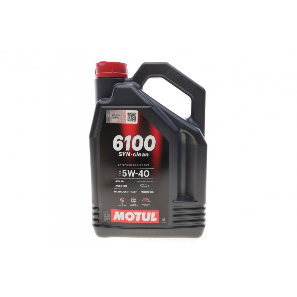 Олива моторне синтетичне MOTUL 6100 Syn-clean SAE 5W40 4л (854350)