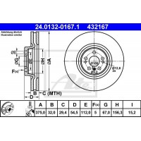 Диск гальмівний ATE 24.0132-0167.1