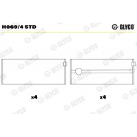 Комплект вкладишів двигуна GLYCO H069/4 STD