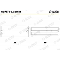 Комплект вкладишів двигуна GLYCO H079/5 0.25MM