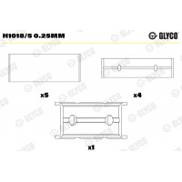 Комплект вкладишів двигуна GLYCO H1018/5 0.25MM