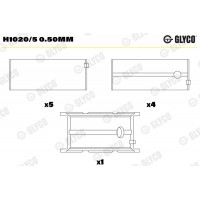 Вкладиші корінні GLYCO H1020/5 0.50MM