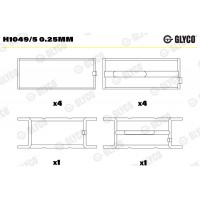 Комплект вкладишів двигуна GLYCO H1049/5 0.25MM