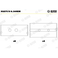 Вкладиші корінні GLYCO H1071/5 0.30MM