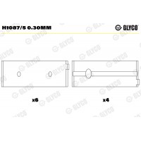 Вкладиші корінні GLYCO H1087/5 0.30MM