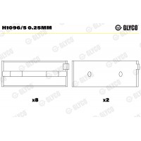 Комплект вкладишів двигуна GLYCO H1096/5 0.25MM