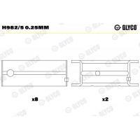 Комплект вкладишів двигуна GLYCO H982/5 0.25MM