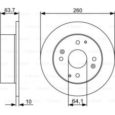 BOSCH 0986479504 - BOSCH  HONDA гальмівний диск задн.Accord VI 98- D260