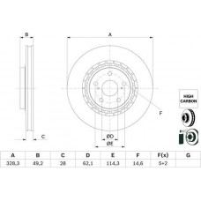 BOSCH 0986479G63 - BOSCH диск гальмівний передн. TOYOTA  HIGHLANDER 07-