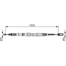 BOSCH 1987477688 - BOSCH PEUGEOT трос ручного гальма проміж. 605