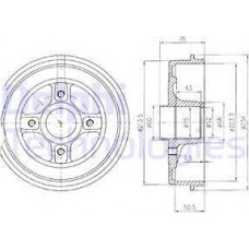 Delphi BF423 - DELPHI NISSAN гальмівний барабан Kubistar.Renault Kangoo
