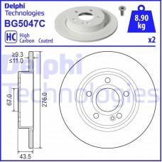 Delphi BG5047C - DELPHI DB Гальмівний диск задн. W177 18-