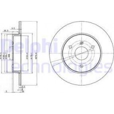 Delphi BG3526 - DELPHI DB гальмівний диск передн Smart Fortwo -07.City-Coupe -04.Roadster -05