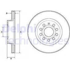 Delphi BG3832C - Диск гальмівний AUDI-SEAT-SKODA-VW A3-Altea-Toledo-Octavia-Caddy-Golf F D=279.8mm 03>>