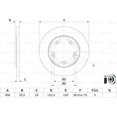 BOSCH 0986479F44 - Диск гальмівний FORD Transit R D=308mm 14>> - кр. 2 шт