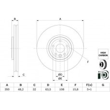 BOSCH 0986479G33 - Гальмівний диск JAGUAR F-Pace-FE-XF 18 F D=350mm 15>>