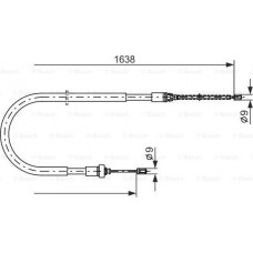 BOSCH 1987477586 - BOSCH  PEUGEOT трос ручного гальма задн. лів.-прав. бараб. 206 98-