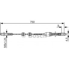 BOSCH 1987477140 - BOSCH OPEL трос руч. гальм. з-лів Vectra 1.4-1.8-1.7D 89- 770мм