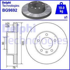 Delphi BG9692 - DELPHI RENAULT гальмівний диск передн.Master II.Opel Movano.Nissan