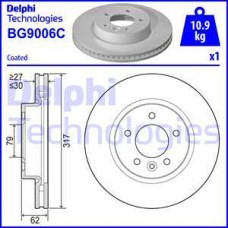 Delphi BG9006C - DELPHI LANDROVER гальмівний диск передн.лакірів.! Discovery III.IV.Range Rover Sport 04-