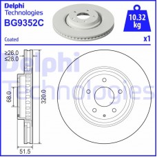 Delphi BG9352C - DELPHI MAZDA  Диск гальмівний передній CX-5 KF 2.2 D 17-