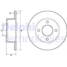 Delphi BG2343 - DELPHI VW диск гальмівний задн. 10mm Audi 80-100 82-96