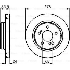 BOSCH 0986479133 - BOSCH DB гальмівний диск задн.W124-203-210 3.6-4.2