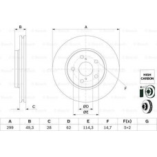 BOSCH 0986479F49 - BOSCH диск гальм. передн. TOYOTA C-HR 16-